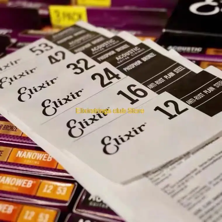 10/12 Sets Guitar Strings Set Elixir String Art 16052 For Acoustic Electric Guitar NANOWEB 80/20 Bronze Light Rope Free Shipping