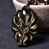 natural gold obsidian hand carved zodiac pig pendant fashion boutique boutique jewelry men and women necklace gift