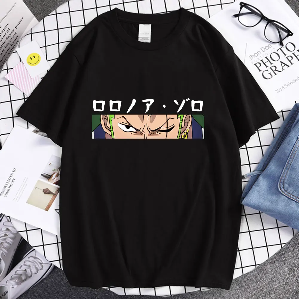 

Anime One Piece Roronoa Zoro Luffy 2022 Classic Fun Comic Print Summer Trend Short-sleeved Cotton Loose Casual Sport Men T-shirt