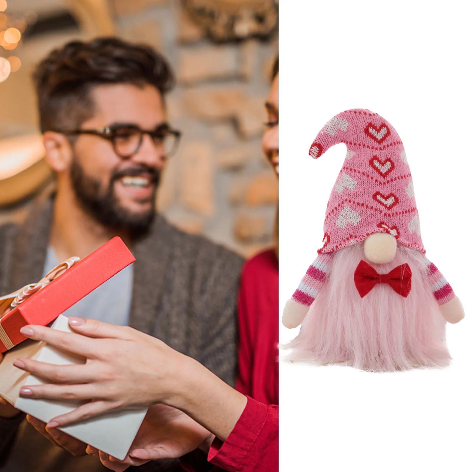 Плюшевая вязаная безлицевая кукла Гнома На День Святого Валентина мистер и