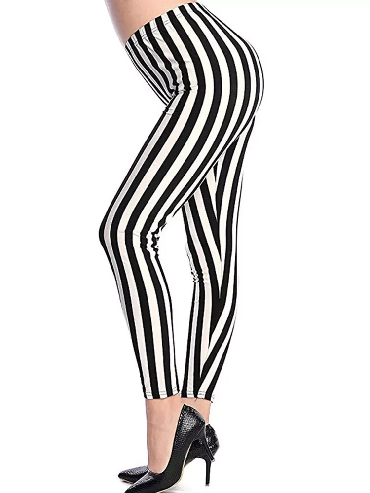 

2022New Striped Printing Pants Fitness Legging Elastic High Waist Polyester Women Stretchy Workout Leggins