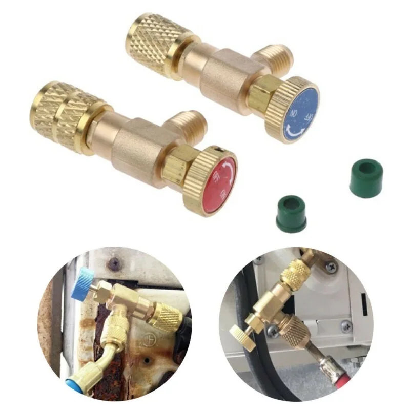 

Air Conditioning Refrigerant Safety Valve R410A R22 1/4 " Refrigeration Charging Safety Liquid Adapter Hand Tool Parts Hot Sale