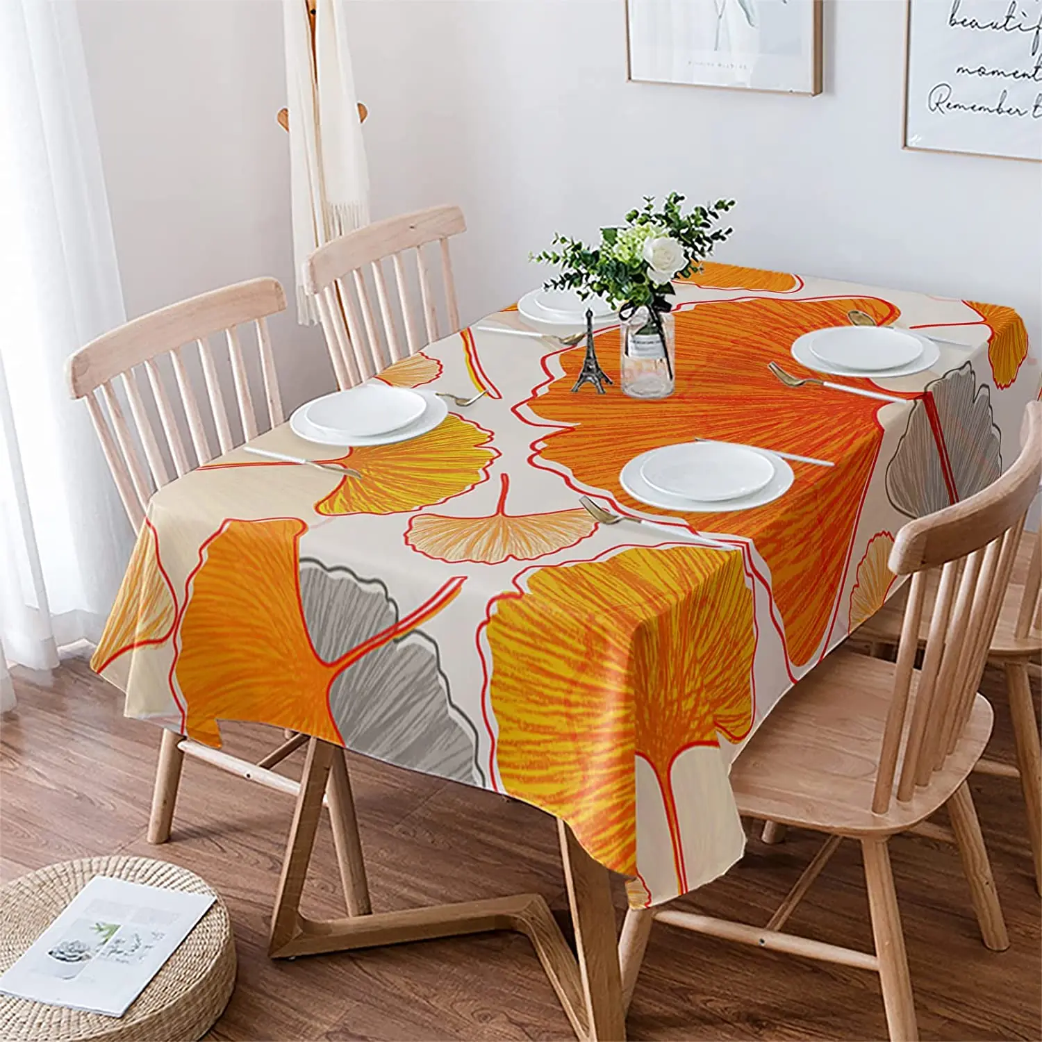 

Осенняя прямоугольная скатерть в виде оранжевых листьев, праздничное украшение, водонепроницаемая скатерть для кухонного стола, декор для обеденного стола