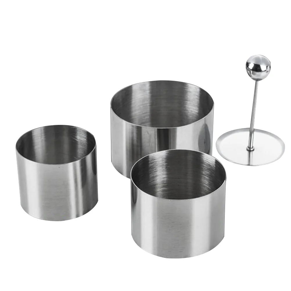 

1 Set Cake Mousse Mold Fitted Press Stainless Steel Cooking Rings Forming Rings with Pushers Cake Round