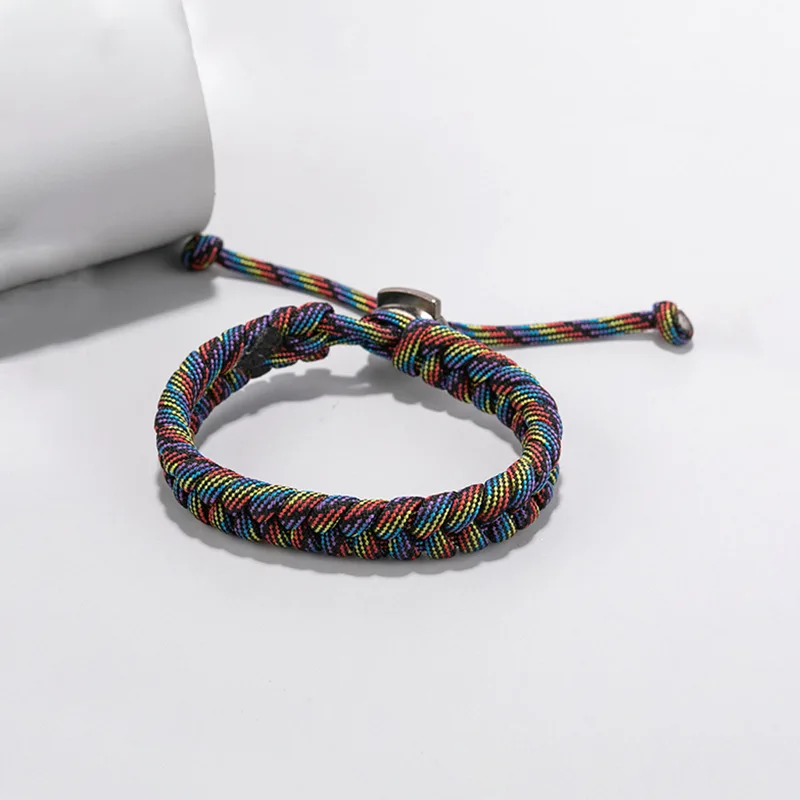 

1pc Colorful Woven Rope Bracelet For Men Fashion Cool Adjustable Lucky Male Bracelet Handmade Popular Friendship Jewelry