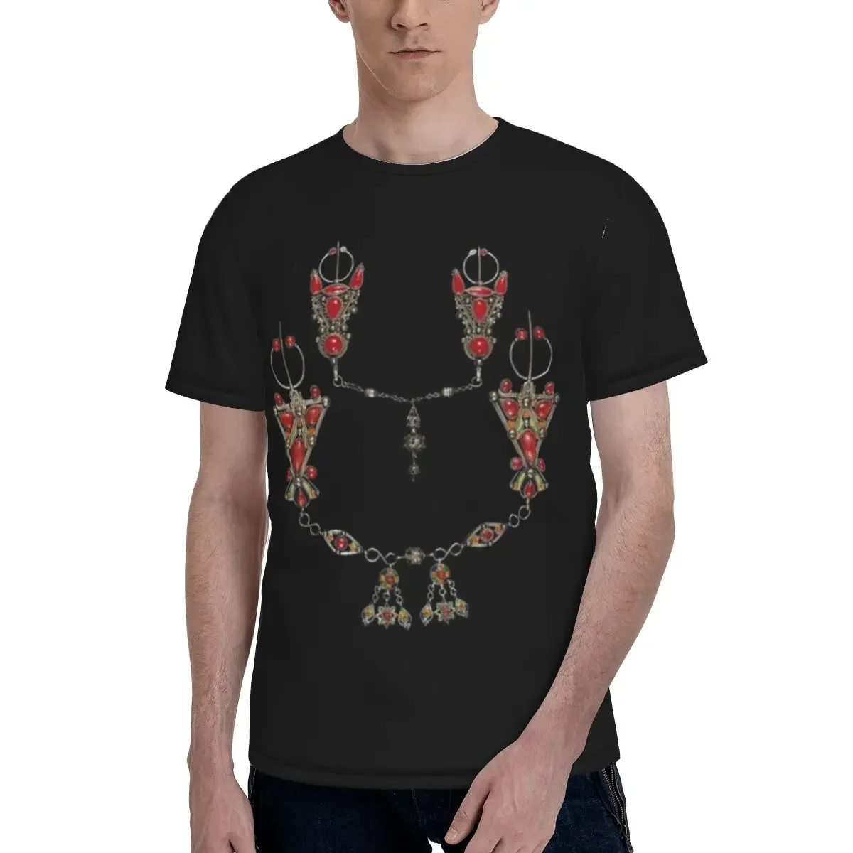 Фото Мужская футболка Z Imazighen Kabyle Jewelry Amazigh Berber в этническом стиле, хлопковая, с коротким рукавом, круглым вырезом, летняя одежда, топы №3