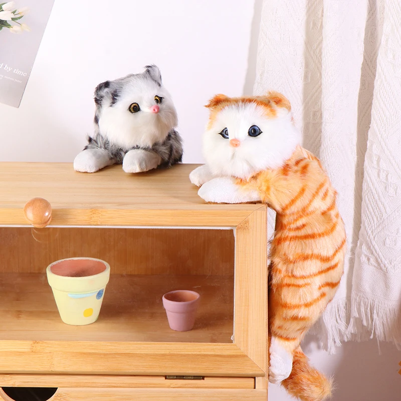 Реалистичная пушистая подвесная кошка имитация плюшевой куклы-кошки подвесной