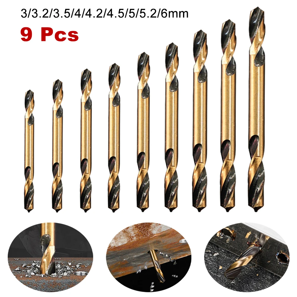 

9pcs HSS Double-Headed Auger Drill Bits Double Ended Drill Bits For Metal Stainless Steel Wood Drilling Power Tool