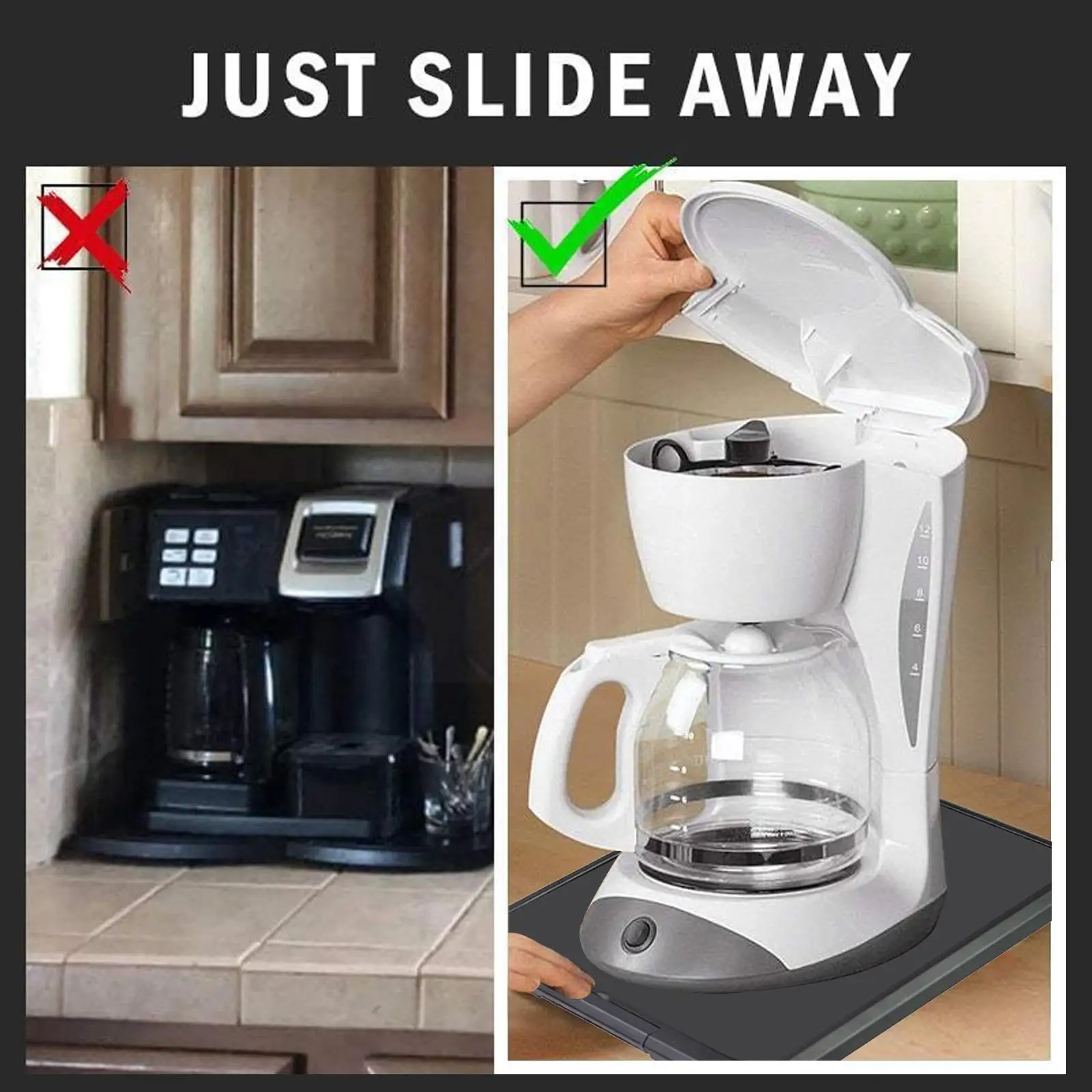 

Sliding Coffee Maker Tray Slider Kitchen Caddy Coffee Sliding Shelf Mat Tray Storage Cabinet Appliance Countertop Under T1L3