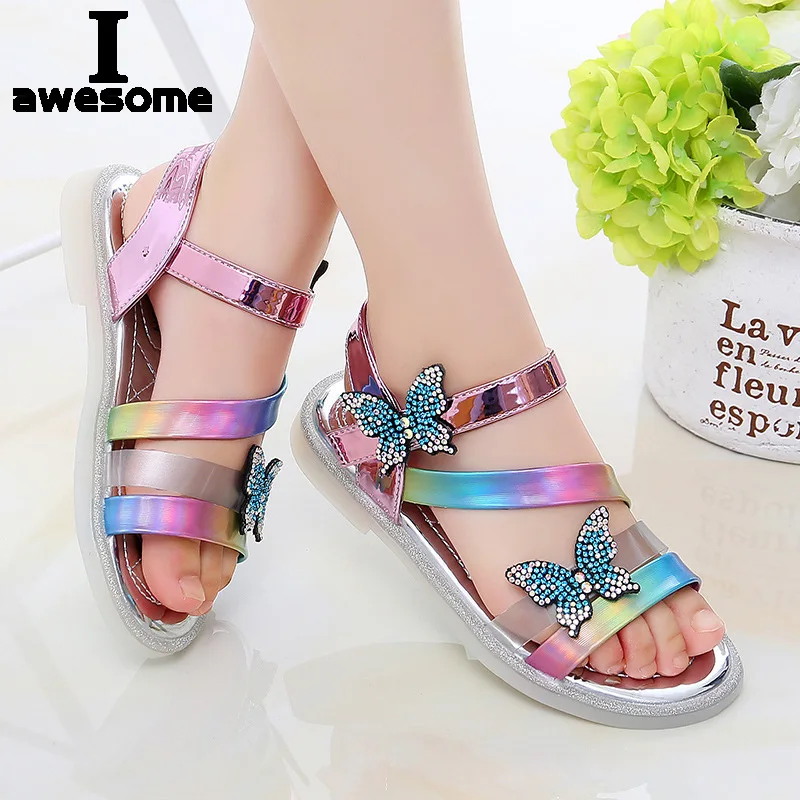 2022 Fashion Rhinestone Children Sandals For Girls Kids Shoes Butterfly Summer Sandal Slippers Child Sandles Sandalias Chaussure