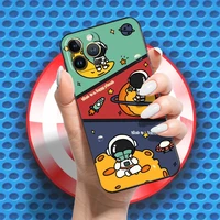 cute astronaut cartoon for apple iphone 13 12 11 pro mini x xr xs max se 5 6 6s 7 8 plus phone case carcasa black coque soft