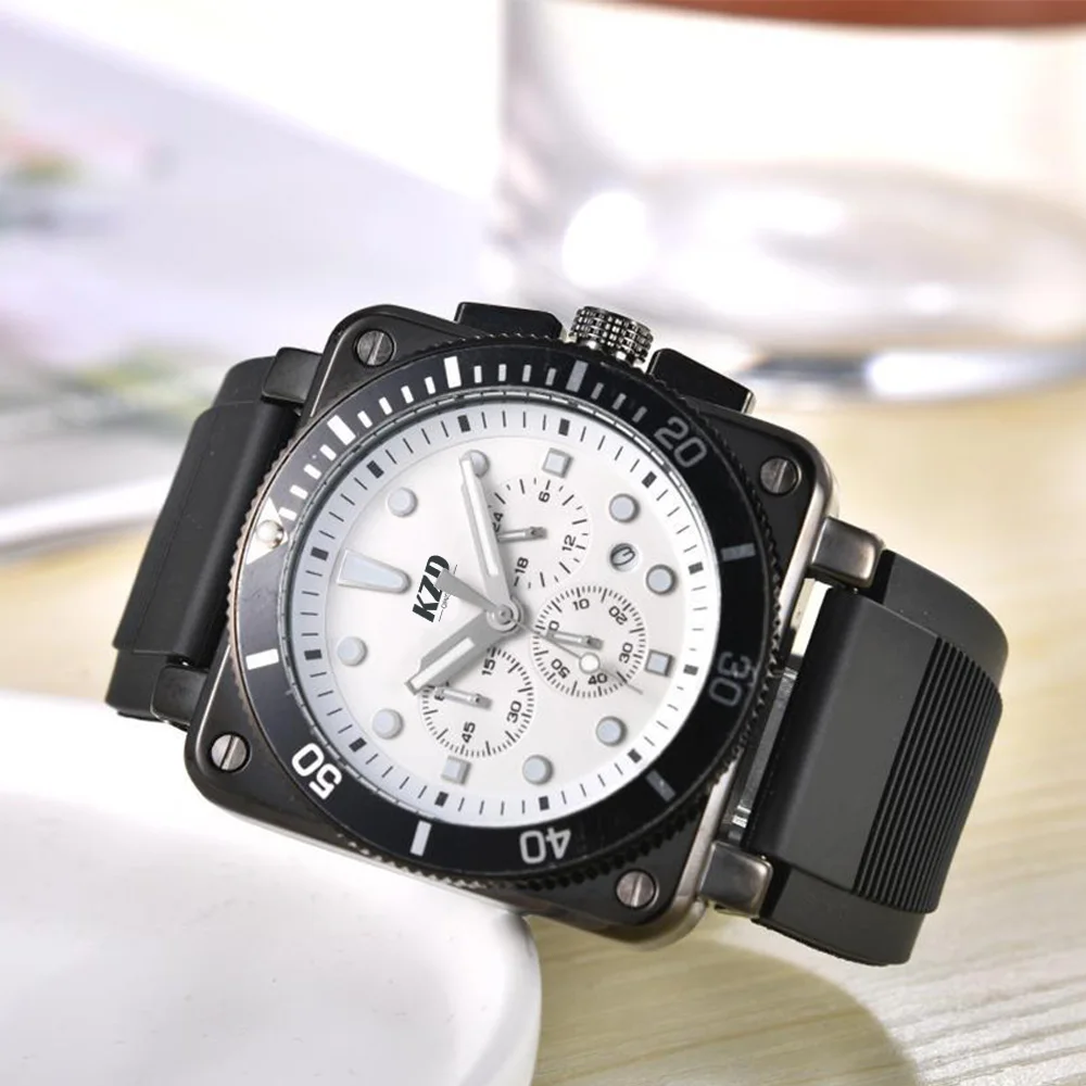 

Часы наручные BR Brand Мужские кварцевые, Брендовые спортивные роскошные многофункциональные деловые с резиновым ремешком, с календарем, квад...