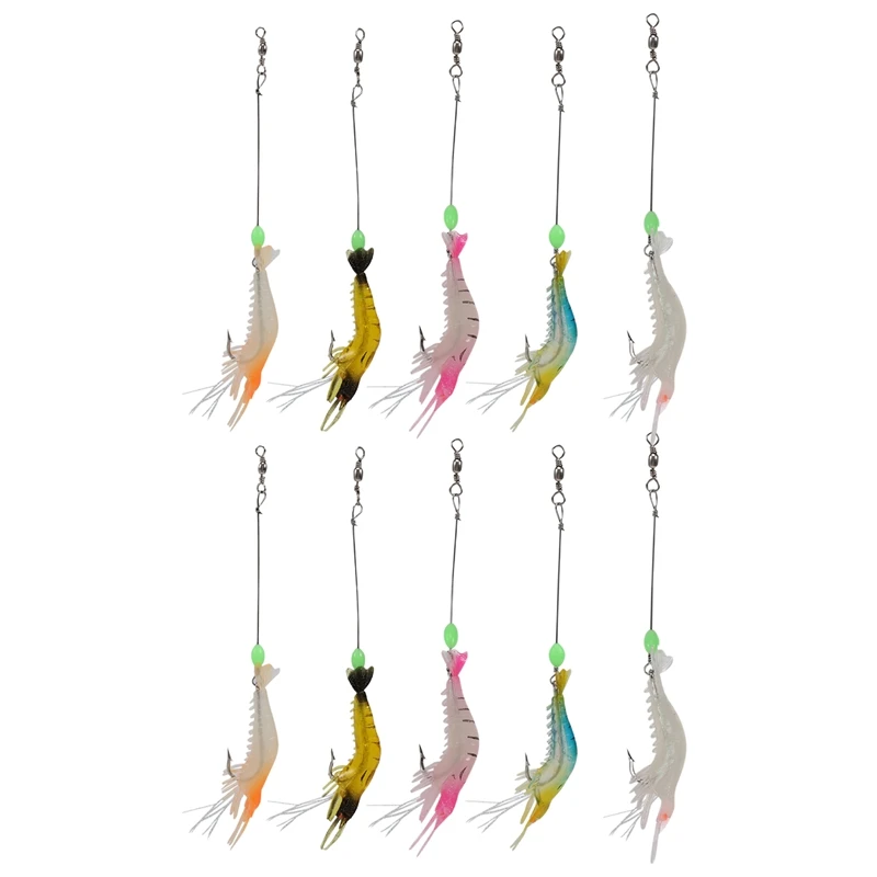 

10Pcs Soft PVC Fishing Lures Soft Plastic Life-Like Luminous Fishing Baits Fishing Accessories Set For Bass Trout