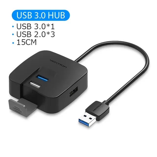 

4-портовый концентратор USB 3,0 с портом питания Micro USB и держателем для телефона, USB-разветвитель, адаптер для планшетов 2,0, 1 м