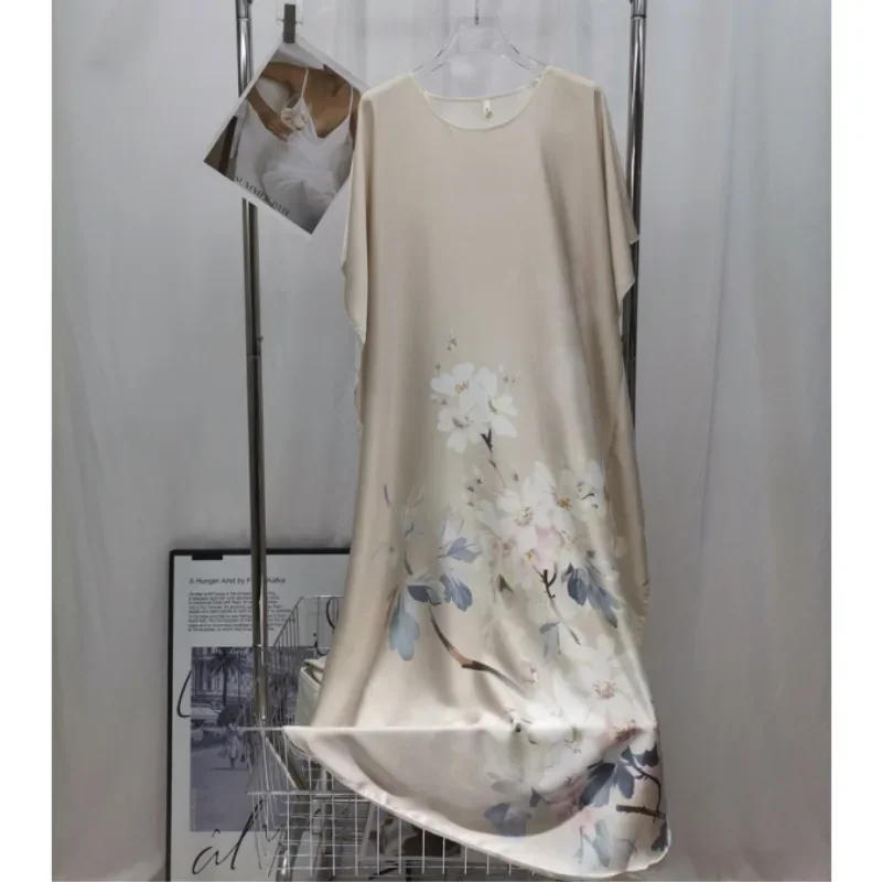 Женская элегантная ночная рубашка с принтом павлина свободная одежда для сна