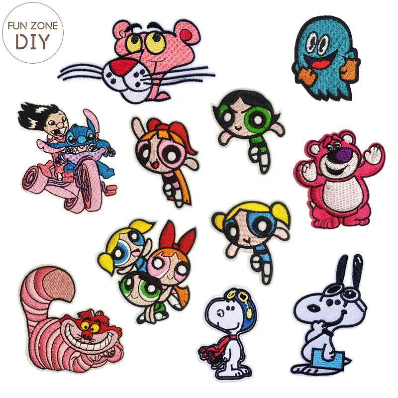 FZdiy мультфильм Милая леопардовая собака железная нашивка для одежды DIY Футболка аппликация вышивка патч-наклейки на ткань значки