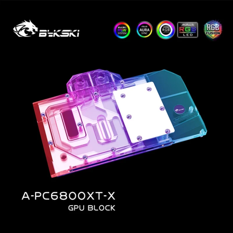 Фото Водоблок Bykski для видеокарты Powercolor Radeon RX 6800 XT Red Dragon / Медный охлаждающий радиатор с RGB SYNC / A-PC6800XT-X №1
