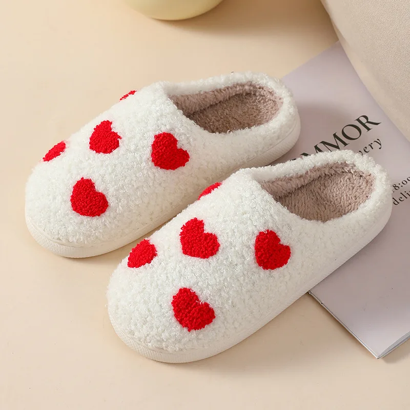 

Women Cute Plush Slippers Winter Home Wool Shoes Adults Bedroom Non-Slip Sandals Couple Velvet Soft-soled Slides Warm Shoes