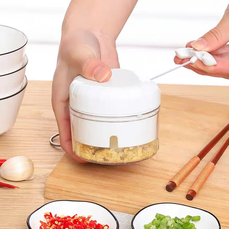 Garlic Crusher Baby Food Chopper Manual Pull String Garlic Mincer Vegetables Cutter Ginger Grinder Garlic Chopper Kitchen Tools