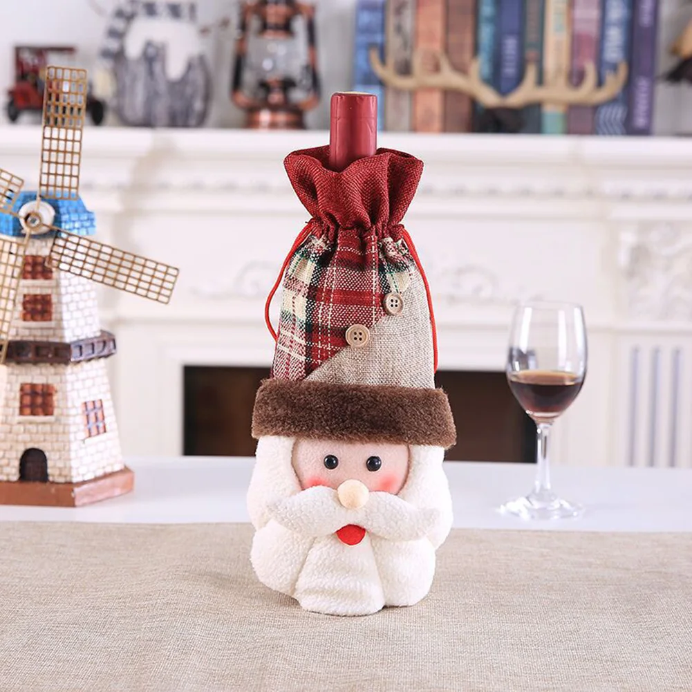 

Christmas Red Wine Bottle Cover Christmas Gift Wines Cloth Bottle Christmas Decoration Xmas Holiday Table Party Bar Table Decor