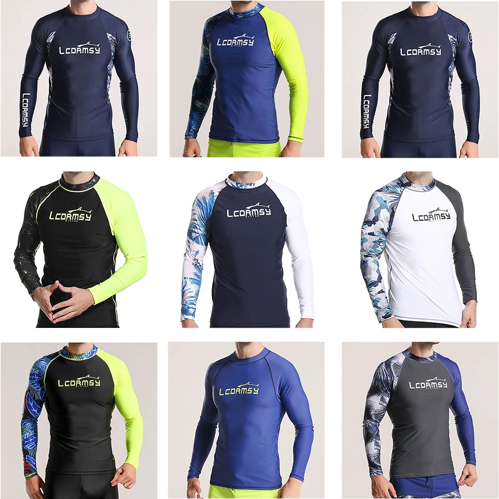 

Men's Fashion High-Elastic Comfortable Shirt Long Sleeve Surfing Swimsuit Top Water Sports Fitness Quick-Drying UPF 50+