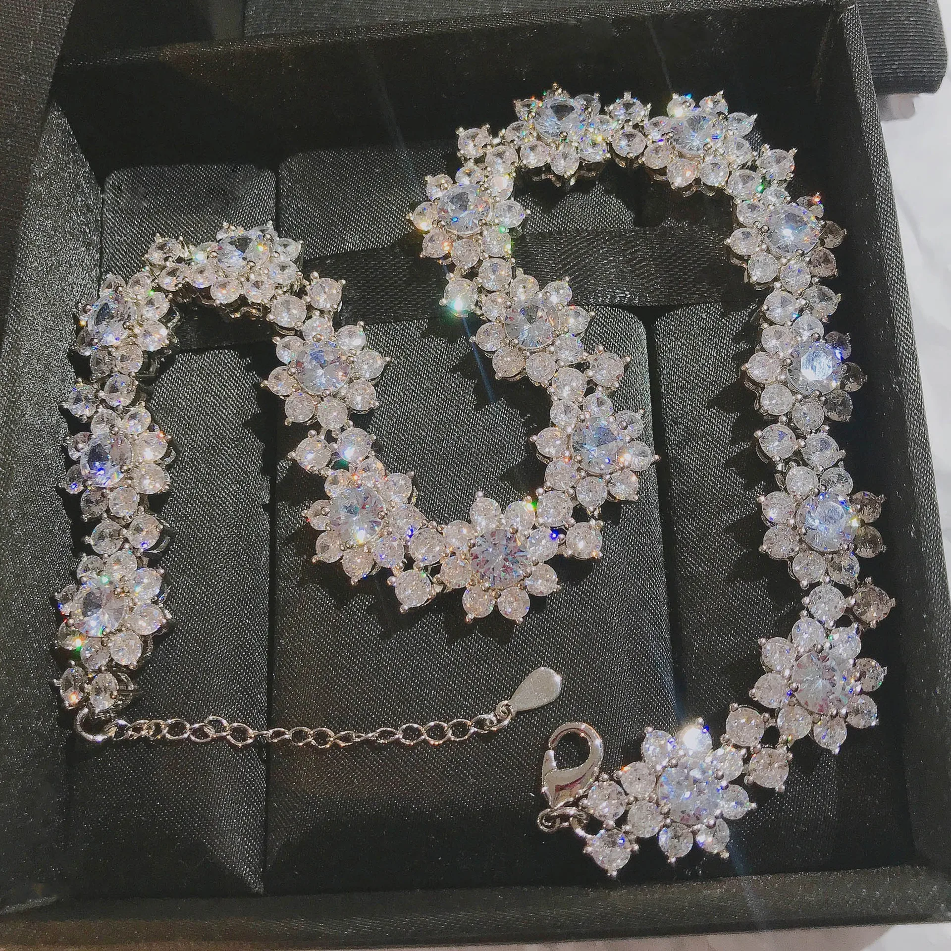 

Lind Luxury Full Zirconia Cz Wedding Jewelry For Women Sunflower Silver Plated Bracelet For Wedding Party