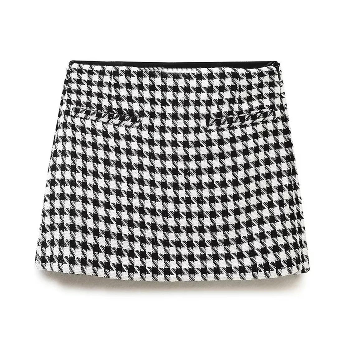 

Withered High Wasit Houndstooth Plaid Mini Skirt Vintage Culotte Women