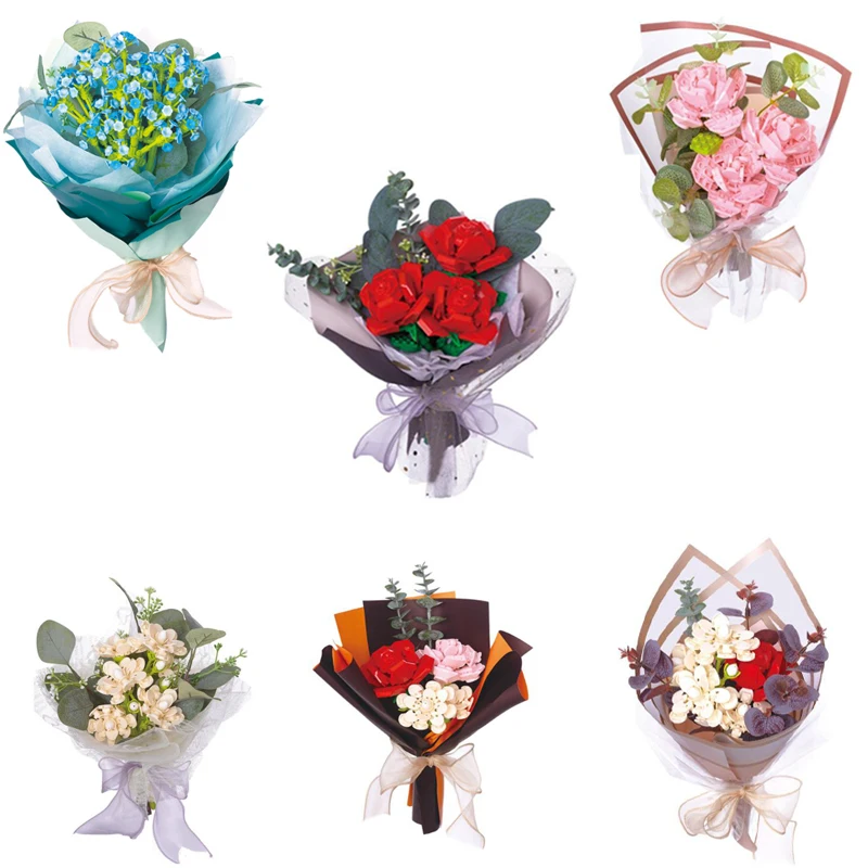 

Building Block Bouquet Simulation Flower Adult Toys Girls Gifts Valentine's Day for Children Gifts