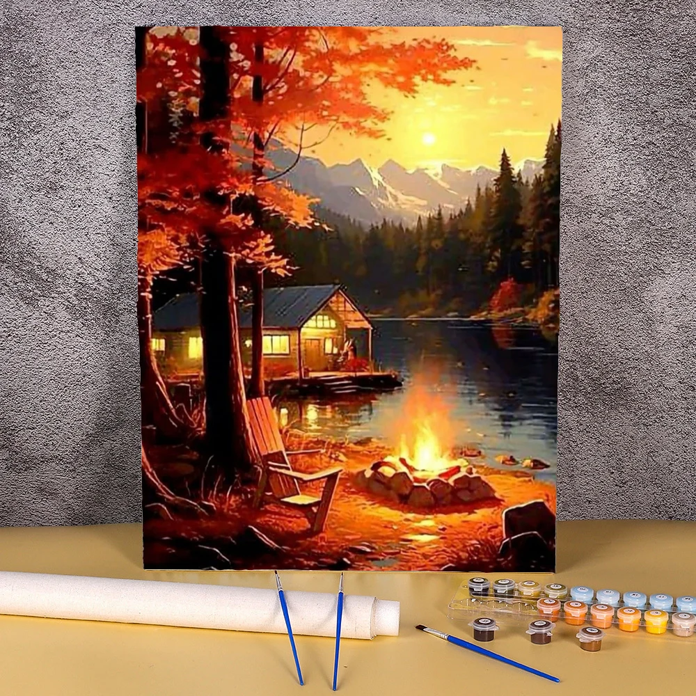Картина маслом по номерам наборы красок пейзажи заката произведения искусства