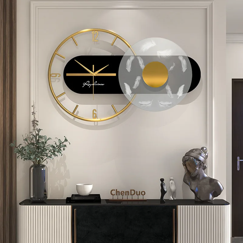 

New Light Luxury Metal Wall Clock Modern Minimalist Personality Fashion Clocks Wall Home Decor Living Room Decoration Horloge