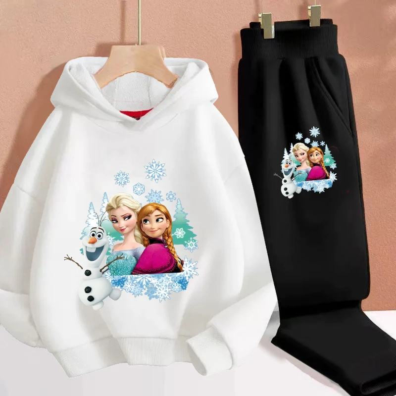 Детский спортивный костюм с принтом принцессы Эльзы Диснея толстовки топ и брюки