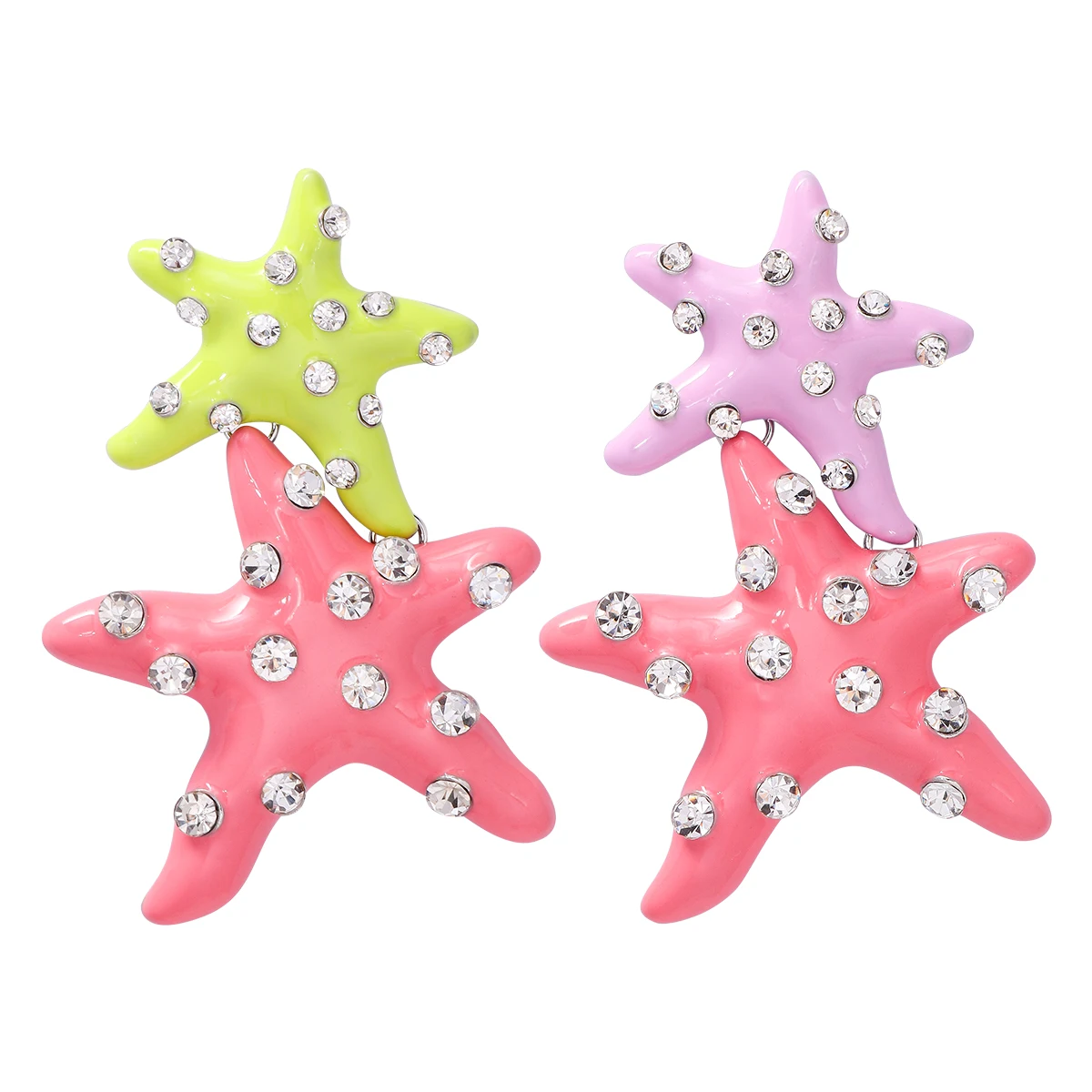 

JURAN 2023 New Fashion Luxury Brands Design Alloy Drop Oil Enamel Starfish Earrings for Women Statement Jewelry Wholesale