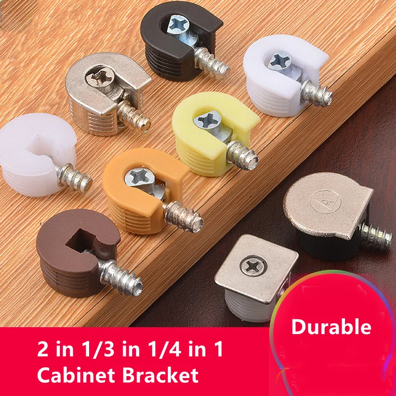 

20Pcs Furniture Cupboard Cabinet Bracket Pin Pegs Plank 2/3/4 in1 Plastic Support Bracket Cam Connector hardware Fixing fittings