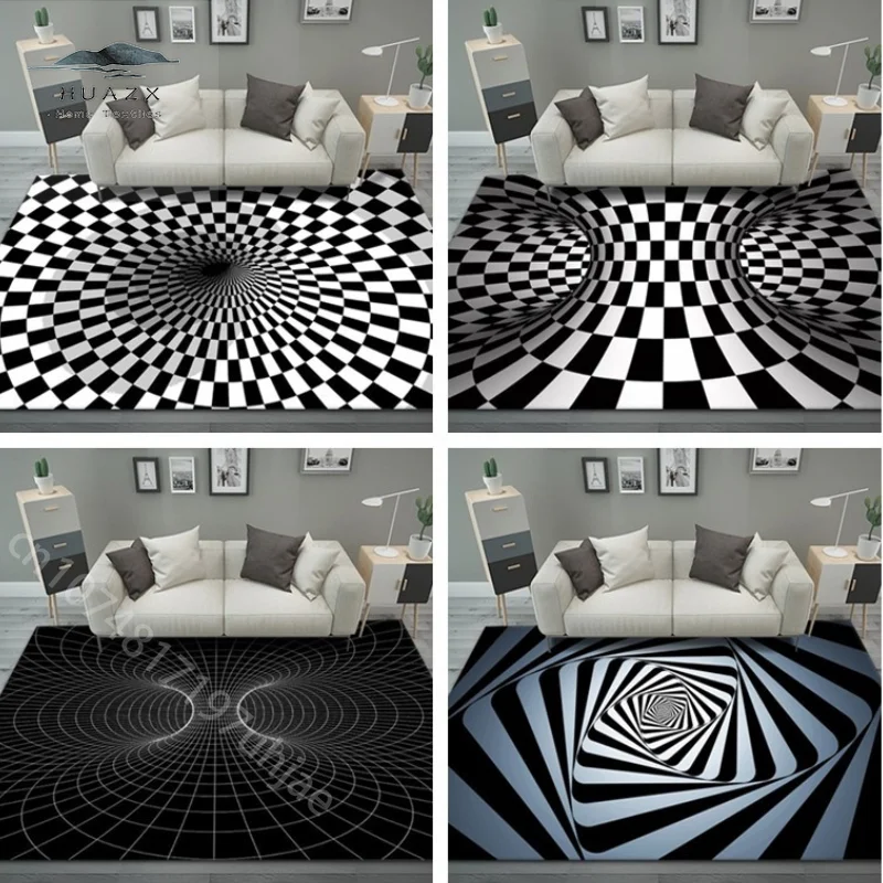 

3D Vortex Illusion Carpet for Bedroom Home Door Abstract Geometric Non-slip Entrance Door Mat Living Room Sofa Area Floor Rugs
