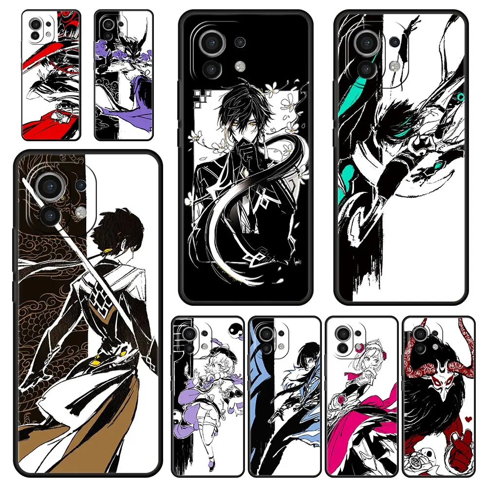 

Genshin impact black and white for Xiaomi Poco X4 5G X3 NFC M3 M4 Case Mi Note 10 12 11 11T Pro 10T Lite 9T 11i 11X Phone Cover