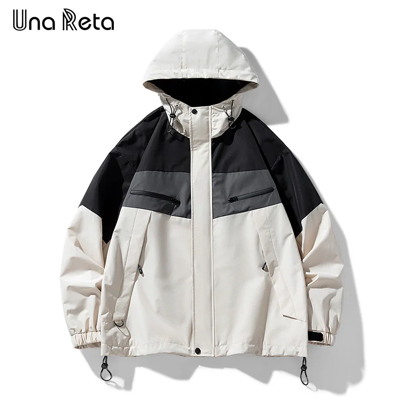 

Una Reta Men Streetwear Casual Plus Size Tracksuit Coat Harajuku Spring Autumn New Hip Hop Zipper Splicing Couple Jacket Men