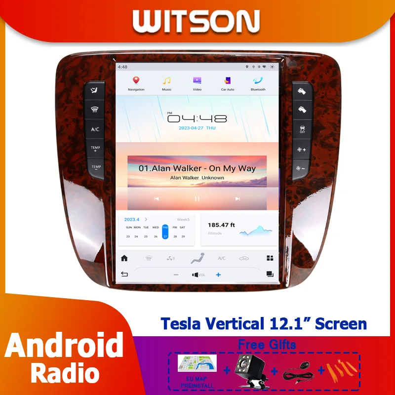 

Автомагнитола на Android для GMC Yukon Chevrolet Tahoe Chevrolet Silver GPS Tesla Vertical, экран 120,1 дюйма 2K 1200*2000