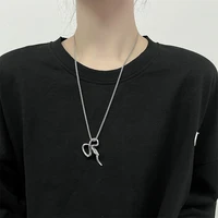 2022 punk stainless steel snake shape pendant necklace for woman vintage geometric animals necklace hiphop couples party jewelry