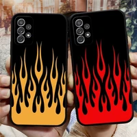 flames fashion design phone case for samsung a53 a13 a12 a52 a51 a73 a32 a50 a20 a21 a22 a31 a40 a70 s silicone black coque