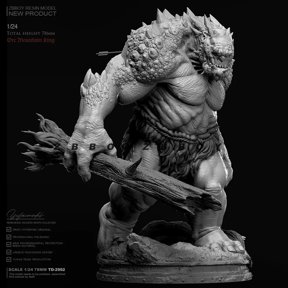 

1/24 80mm Giant Mountain Beast Resin Figure Monster Soldier TD-2992