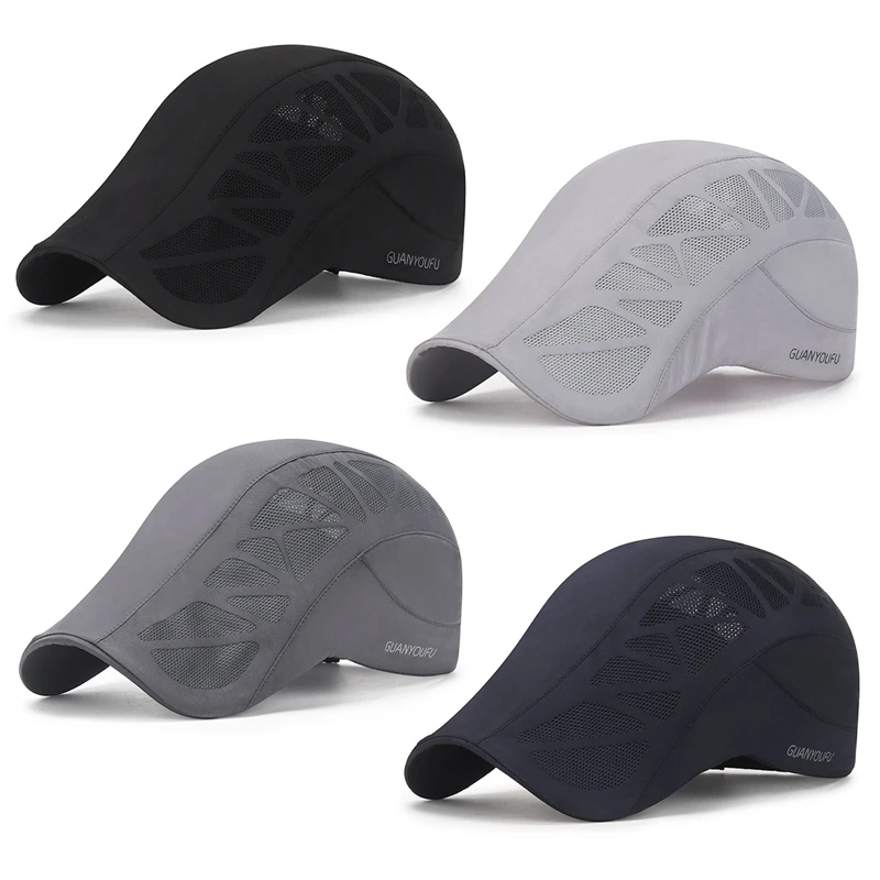 

Summer Driver Hat Newsboy Cap Breathable Mesh Men Caps Male 2022 Outdoor Golf Cycling Panama Vintage Unisex Berets Flat Hats