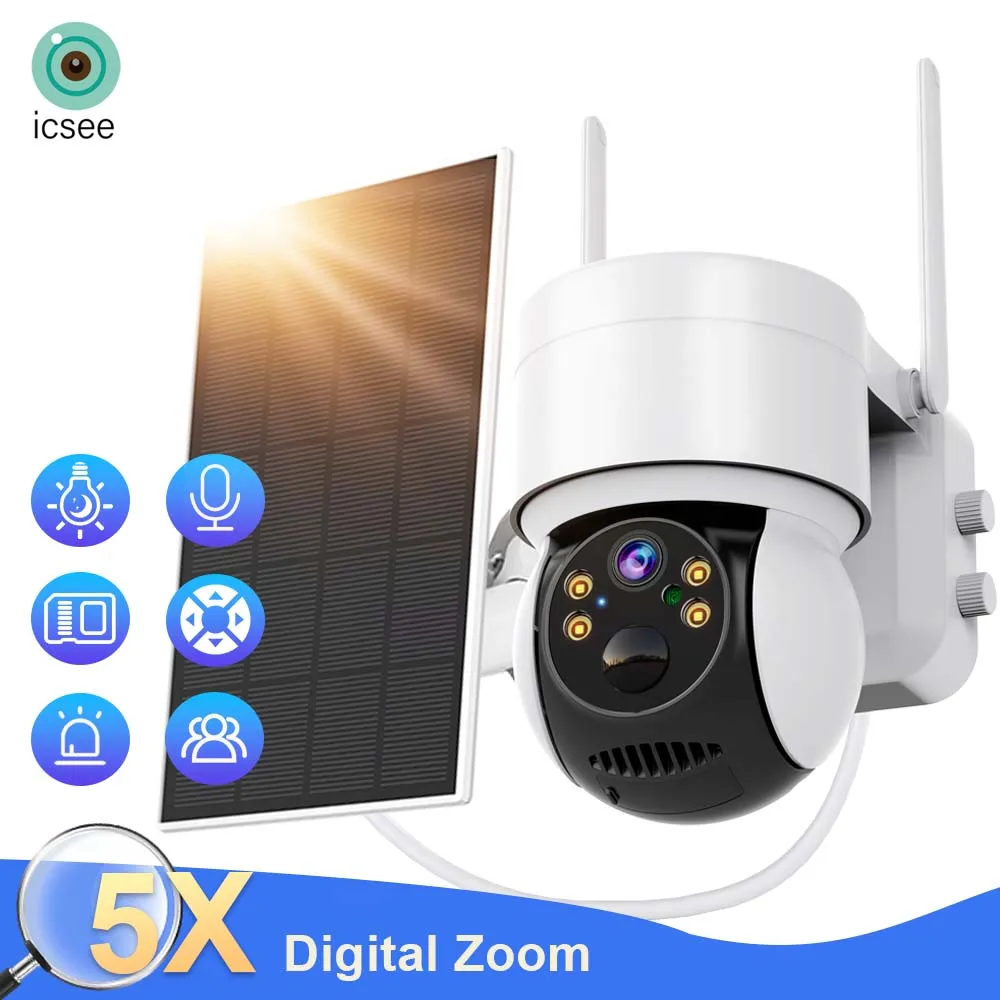 

3MP Wifi Solar Camera Outdoor Surveillance Cameras Auto Tracking PIR Human PTZ IP Camera With Solar Panel Recharge Battery 2MP