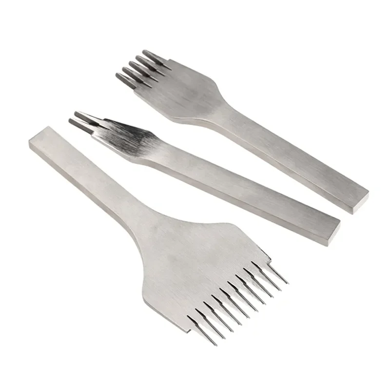 

Плоское долото из нержавеющей стали, инструменты для кожевенного ремесла, Набор отверстий, DIY инструмент, 2 зубца/5 зубцов/10 зубцов