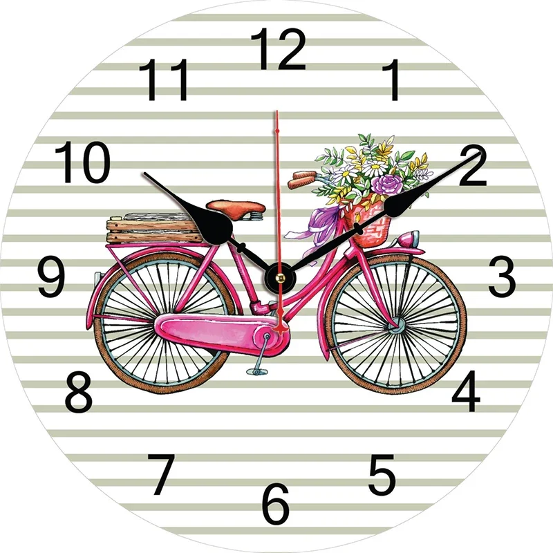 Велосипедные большие часы в полоску на заказ домашний декор для гостиной круглые