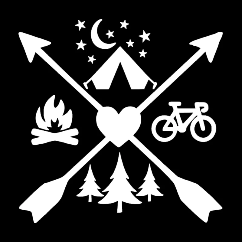 

K574 # Love, кемпинг, езда на велосипеде, пеший туризм, горы, палатка, белая виниловая наклейка на автомобиль, автомобили, грузовики, фургоны, стены, ноутбук