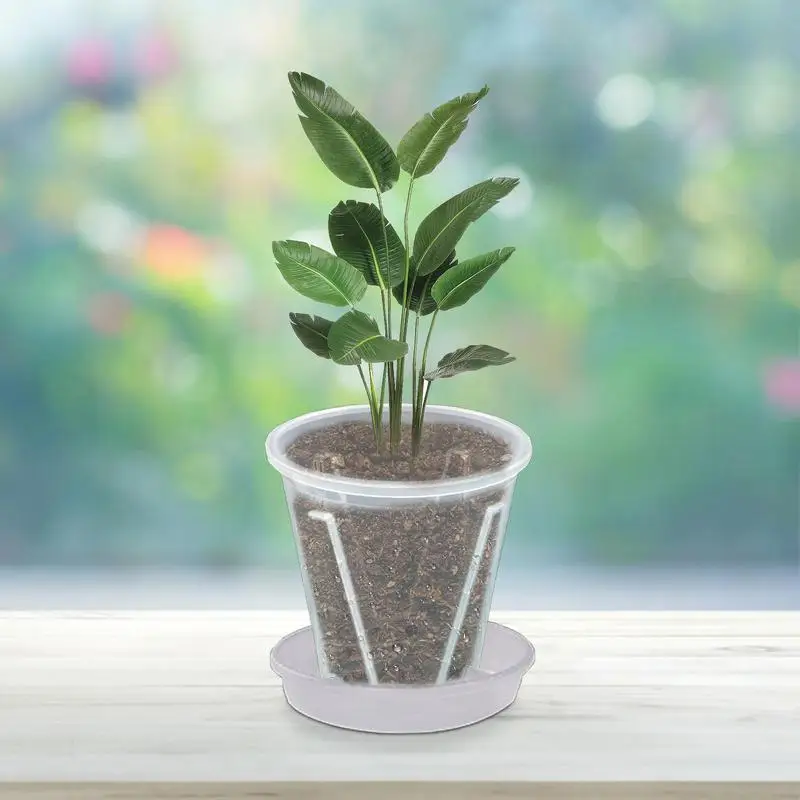 Прозрачный цветочный горшок плантатор Φ 14/16/18/21 см прочный прозрачный с