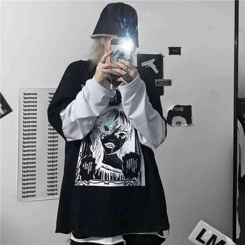 Футболка с длинным рукавом в готическом стиле футболка тройник униформа гранж