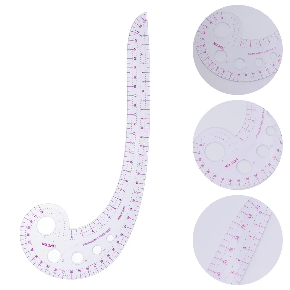 

1x Multi-style Scale Drawing Ruler French Curve Metric Plastic Clear Line Sew Measure Sewing Dressmaking Sewing Tools