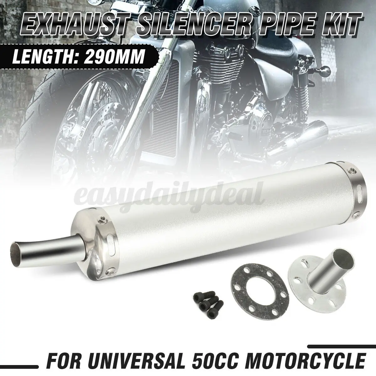 

62x290mm Universal Motorcycle Exhaust Muffler Silencer Pipe Racing Exhaust Muffler System 50cc For Street Scooter For Suzuki