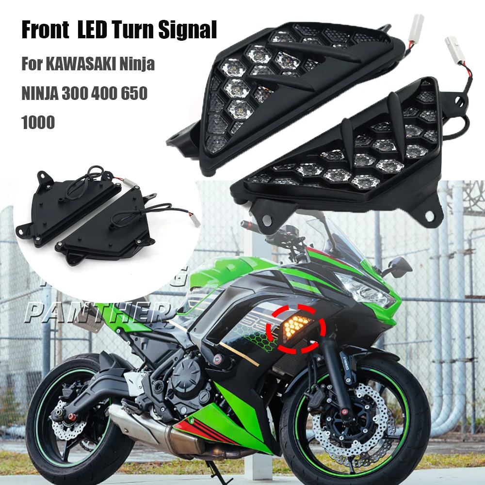 

New Motorcycle LED Turn Signal Indicator Light Lamp Flashers For Kawasaki NINJA 300 400 650 1000 ZX6R ZX-6R Ninja650 Ninja400